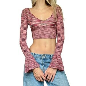 Urban Outfitters Pink Bell Sleeve Crop Top